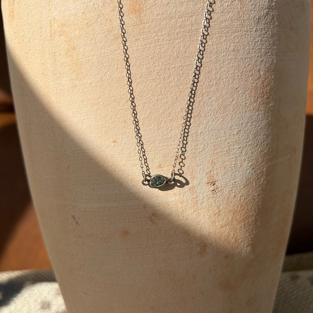 Raw Blue Diamond Sterling Silver Necklacs